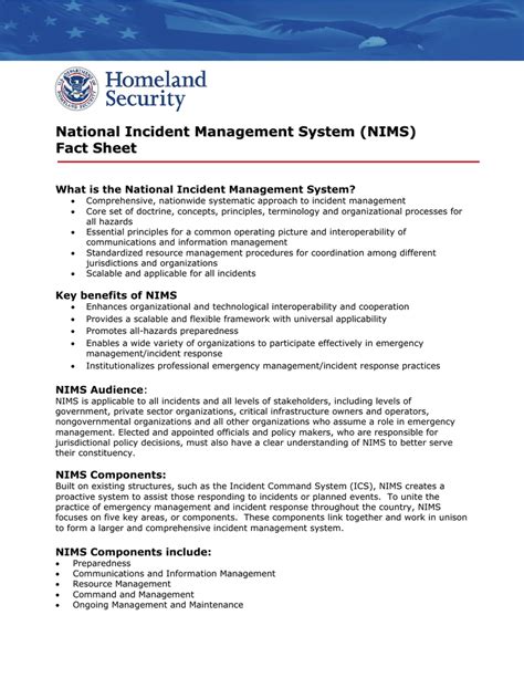 The National Incident Management System Nims Quizlet - N a t