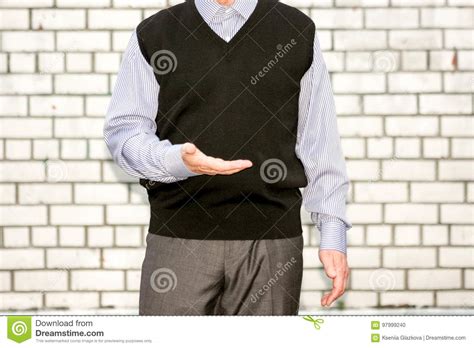 Business Concept The Man Holds His Hand Stock Photo Image Of Solid