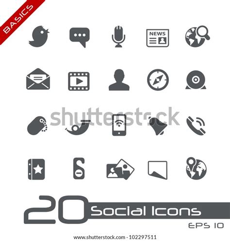 Social Icons Basics Stock Vector Royalty Free 102297511