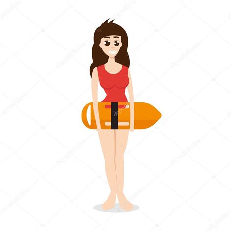 Lifeguard Woman Cartoon — Stock Vector © Ansim 137581024