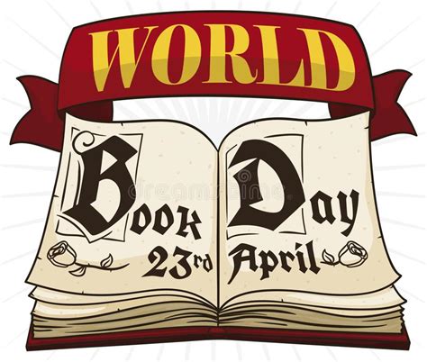 Ancient Book Open With Ribbon To Celebrate World Book Day Vector