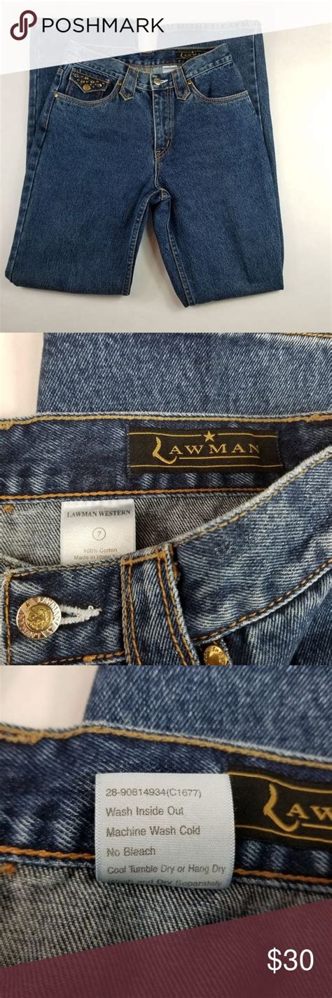 Lawman Western Women Jean Sz 7 Boot Cut Button Brand Lawman Waist 27 Inseam 33 Rise
