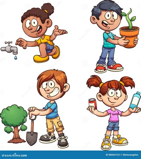 Bambini Di Ecologia Illustrazione Vettoriale Illustrazione Di Felice