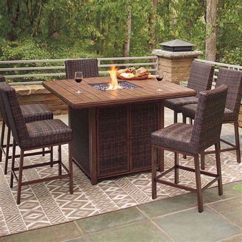 Patio And Outdoor Furniture Denver 7 Piece Outdoor Firepit Table Set Babette S Furniture Store