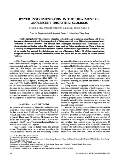 Pdf Dwyer Instrumentation In The Treatment Of Adolescent Idiopathic