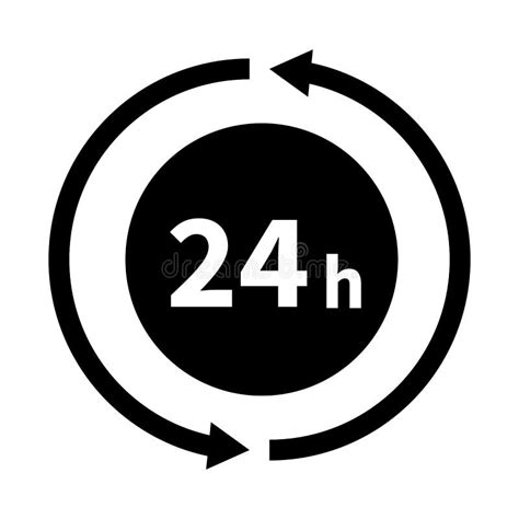 Round Icon With Rotating Arrow And 24 Hours Vectors Stock Vector