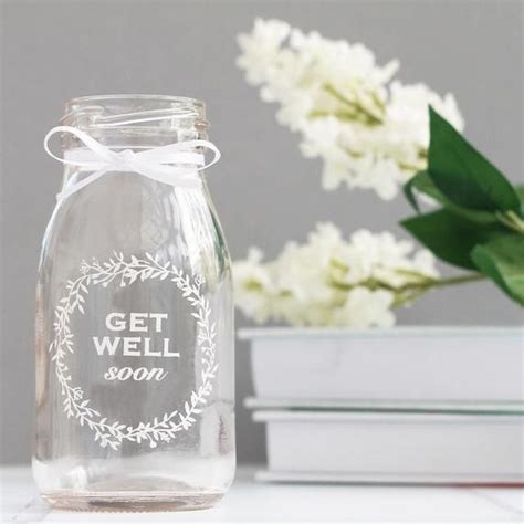 Send get well soon flowers and gifts in albuquerque nm or nationwide from your #1 voted albuquerque florist, peoples flowers! Get Well Soon mini glass bottle, vintage bottle, get well ...