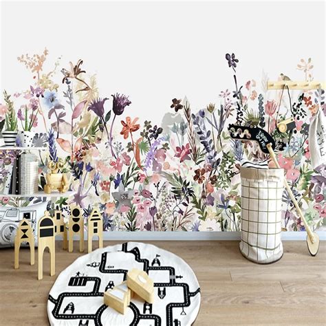 Custom Wallpaper Mural Nordic Style Floral Wallcovering Bvm Home
