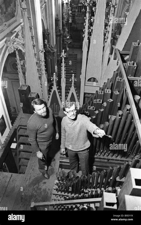 Tuners Check The Sounding Of The Kaunas Cathedral S Organ Stock Photo