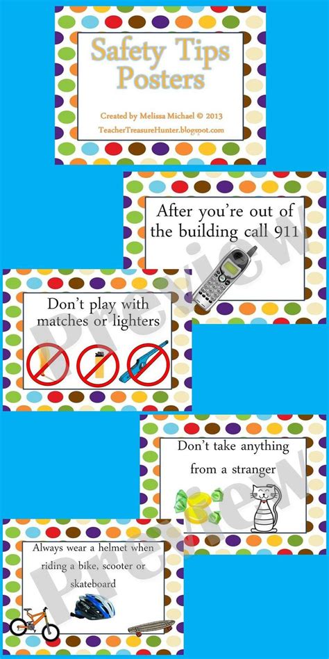Safety Tips Posters ~ Dots Background Water Fire