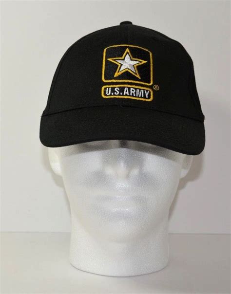 Us Army Star Logo Military Embroidered Adjustable Black Hat Cap In