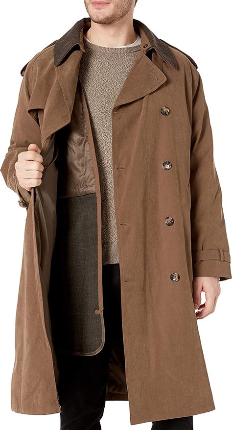 London Fog Mens Raleigh Double Breasted Long Trench Coat With Zip Out