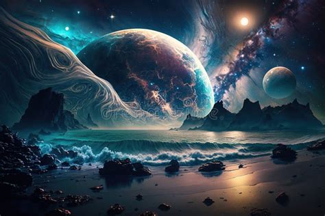 Fantasy Ocean Of The Galaxy Stock Illustration Illustration Of Brain