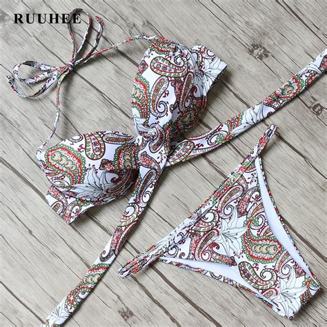 Ruuhee Bikini 2017 Swimsuit Women Bandage Sexy Brazilian Bikinis Push Up Swimwear Women Maillot