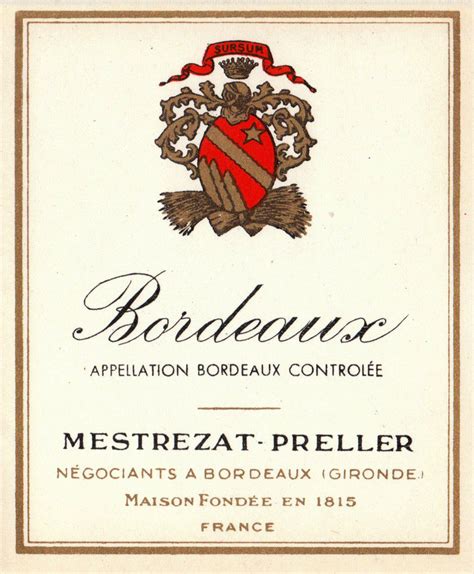 Wine Label Vintage Bordeaux Region Wine Labels Wine Label Art Wine