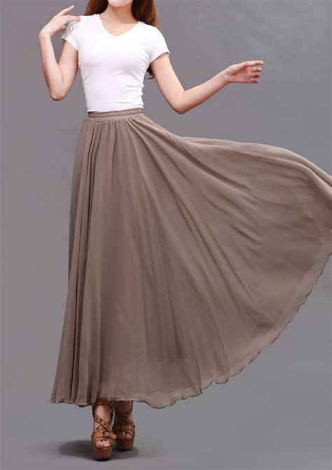 women chiffon maxi skirt summer long skirt wedding bridesmaid chiffon skirt elastic high waisted