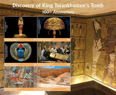 discovery of egypt pharaoh king tutankhamun s tomb stamp sheet 2021 grenada 9 27 picclick