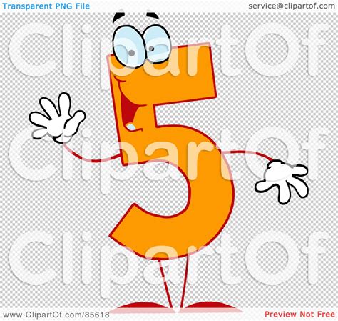 Royalty Free Rf Clipart Illustration Of A Friendly Orange Number 5