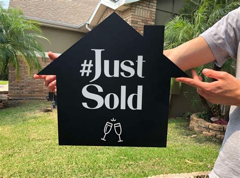 Just Sold House Shaped Sign House Sign Closing T Real Etsy