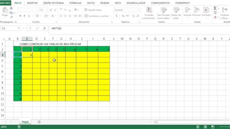 Construcción De Tablas De Multiplicar En Excel Youtube