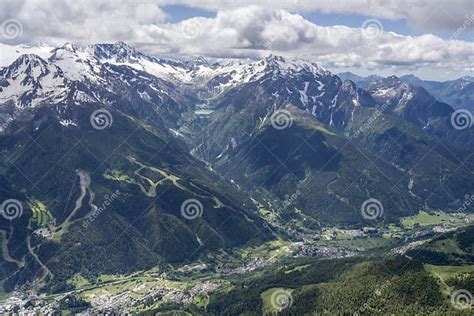 Avio Range And Valley Over Temu Village In Camonica Valley In Late