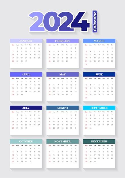 Premium Vector 2024 Calendar Template Editable Vector