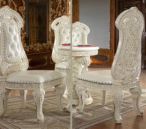 Luxury Glossy White Dining Room Set 7pcs Traditional Homey Design Hd