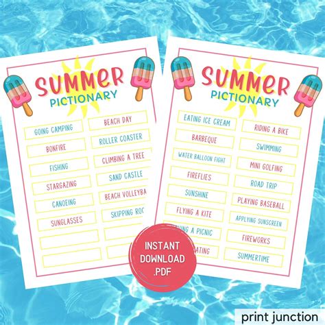 Summer Party Games Pictionary Game Summer Games Summer Fun Games