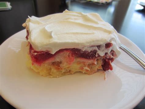 Turn angel food cake upside down and push down in the jello mixture. My Patchwork Quilt: STRAWBERRY ANGEL DESSERT