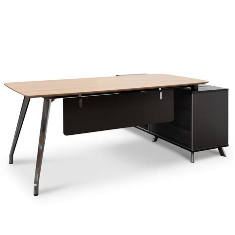 Cot2344 Sn 2m Left Return Office Desk Natural Black Calibre Furniture