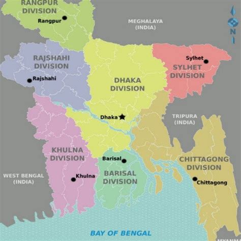 A Map Of Bangladesh Showing Seven Administrative Divisions 21