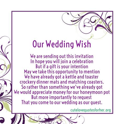 In Lieu Of Ts Money For Honeymoon Wording Wedding ~ Honeymoon Poems To Romance And To Asking