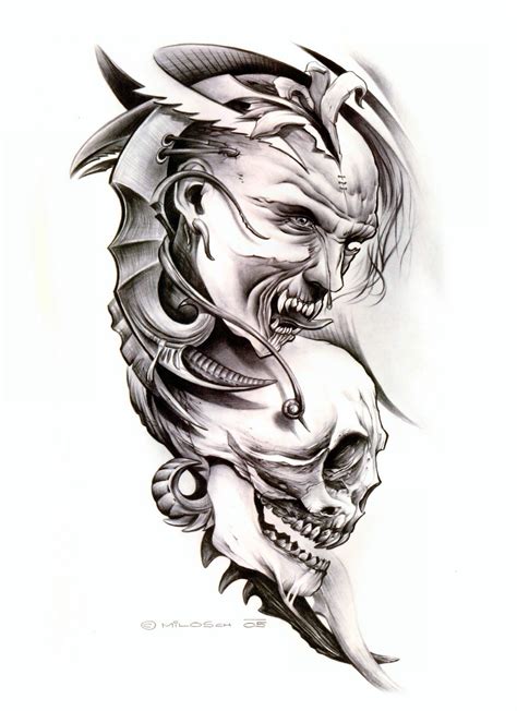 Demon Tattoo Design Skull Tattoo Flowers Evil Skull Tattoo Fake