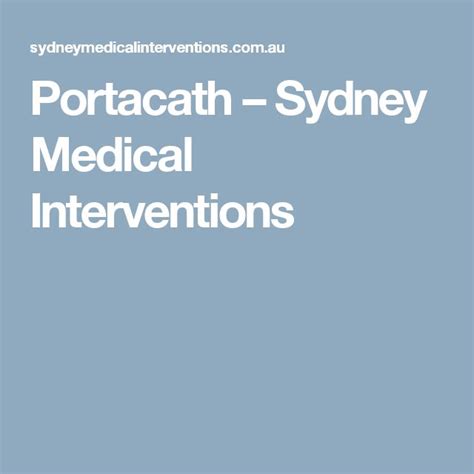 Portacath Sydney Medical Interventions Medical Intervention Catheter