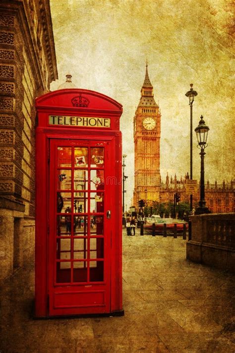 Vintage Style Picture Of A Phone Box And Big Ben In London Stock Photo
