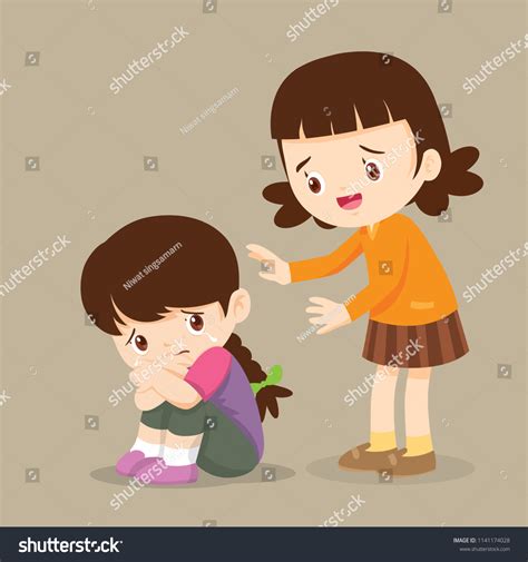 Sad Girlcute Girl Comforting Her Crying Friend Royalty Free Stock