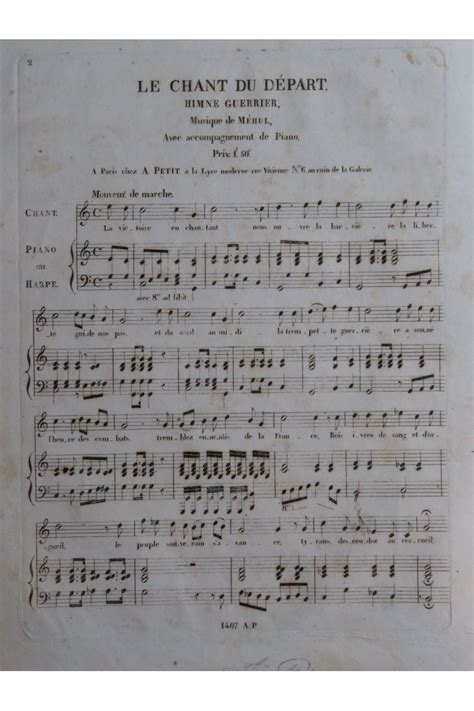 MÉhul Le Chant Du Départ Chant Piano Ou Harpe Ca1830