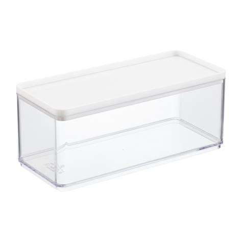 Stackable Rectangle Clear Containers With White Lids The Container Store