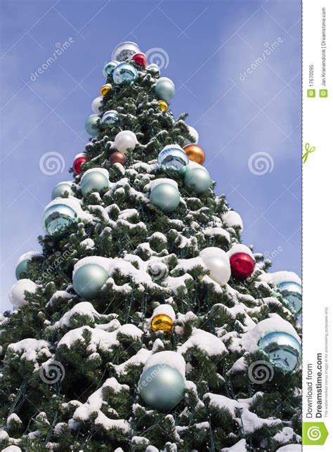 Decorated Christmas Tree With Snow Royalty Free Stock