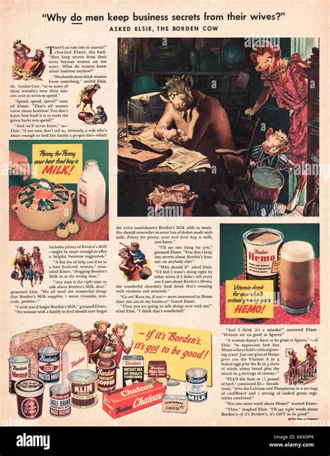 1949 Us Magazine Bordens Milk Products Advert Stock Photo Alamy