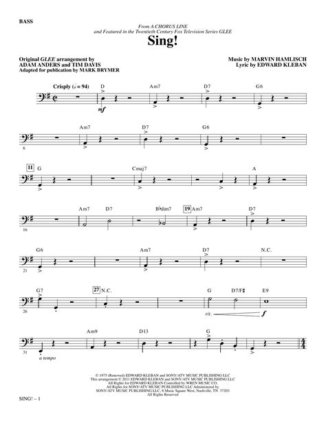 Sing Bass Sheet Music Mark Brymer Choir Instrumental Pak