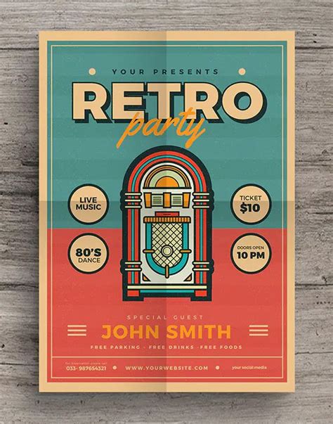 Retro Jukebox Party Flyer Template Retro Graphic Design Vintage