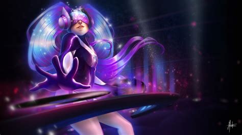 Wallpaper Space League Of Legends Purple Violet Dancer Dj Sona