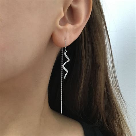 Sterling Silver Spiral Threader Earrings Snake Threader Earrings