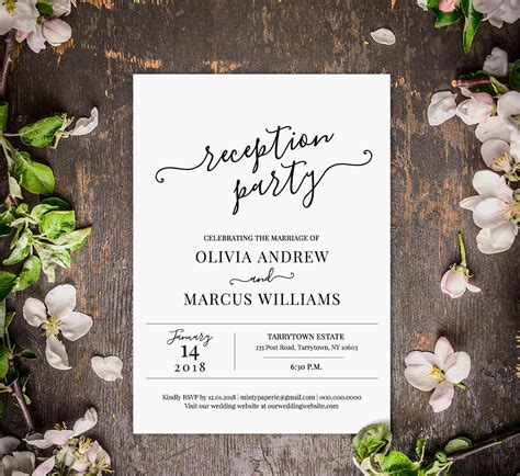 Printable Wedding Reception Invitation