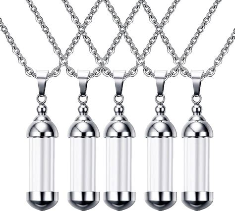 Freneci 5x Blood Vial Necklace Kit Cremation Urn Necklace For Ashes