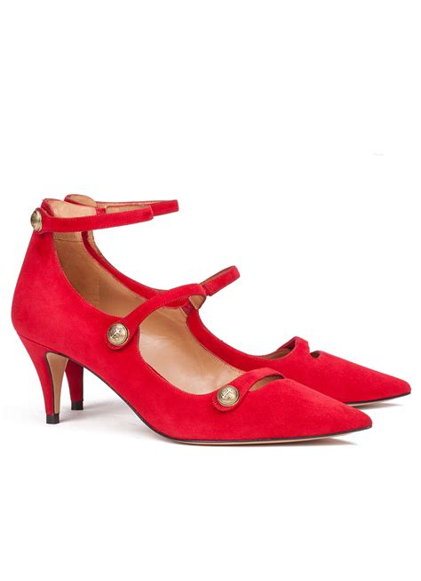 Red Suede Mid Heel Shoes Online Shoe Store Pura Lopez Pura Lopez