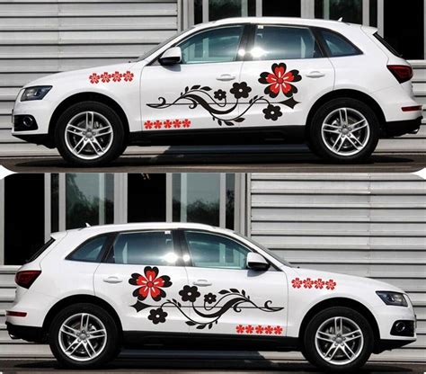 2pcs set high quality pvc auto modifield decal vinyl car stickers flower vine whole car body