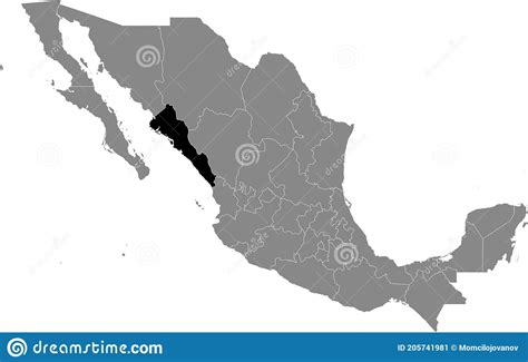 Location Map Of Sinaloa State Stock Vector Illustration Of Arms