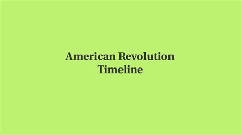 American Revolution Timeline By